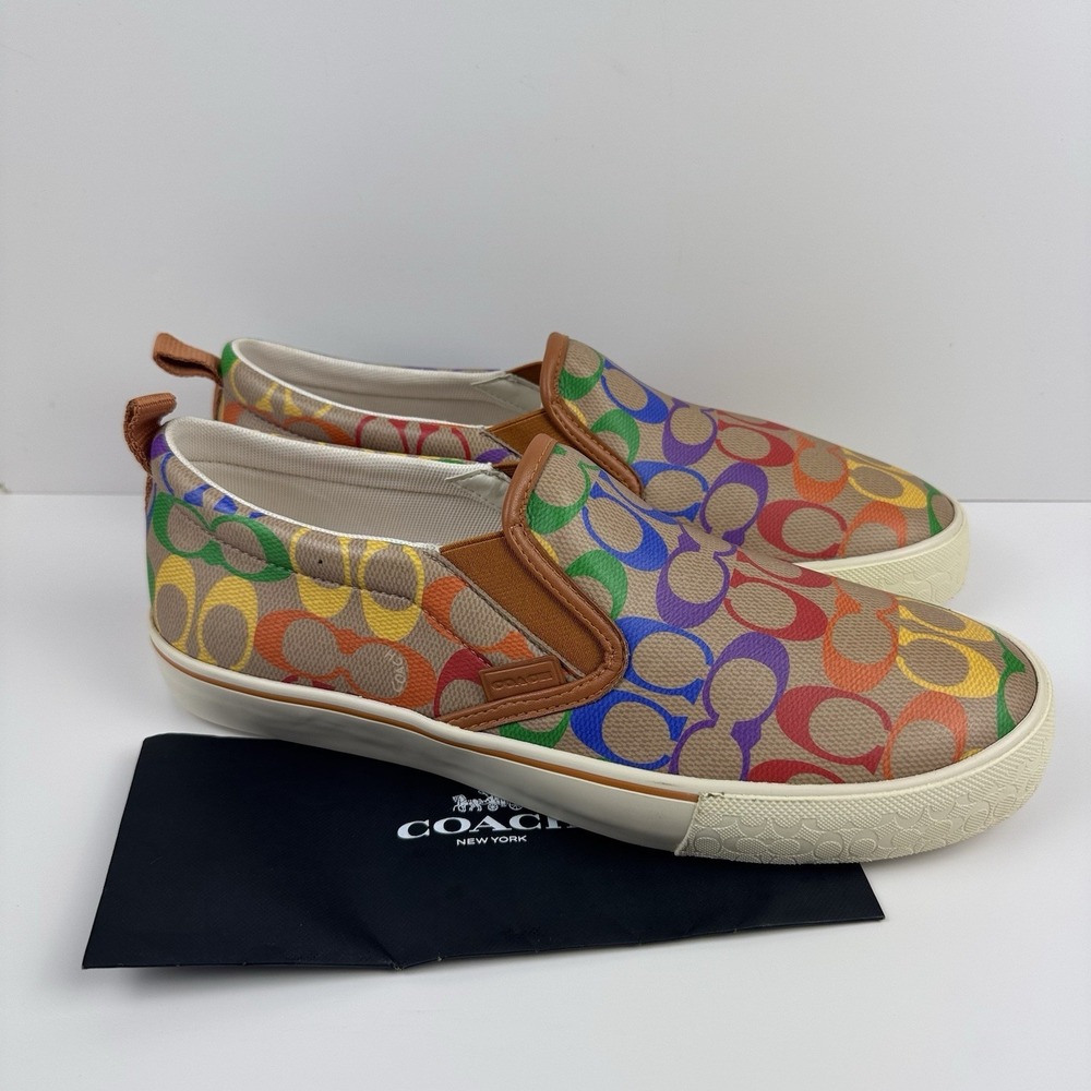 Coach Men's‎ Pride Slip On Skate Sneaker Size 11 D Color Rainbow Signature CA284